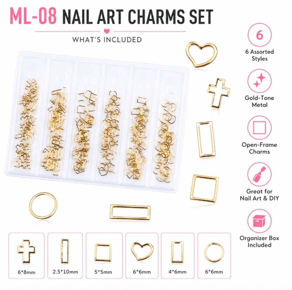 Gold 3D Nail Art Decorations – Ocean Rivets, Shell Rhinestones for Manicure Tips