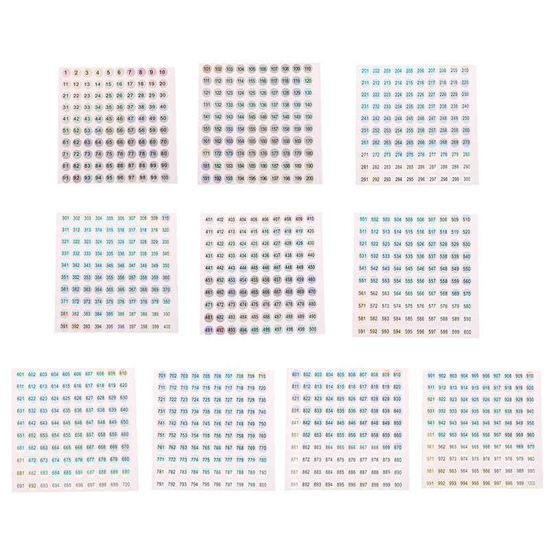 1-1000 Round Waterproof Nail Number Sticker Digital Label Self Adhesive Numbers