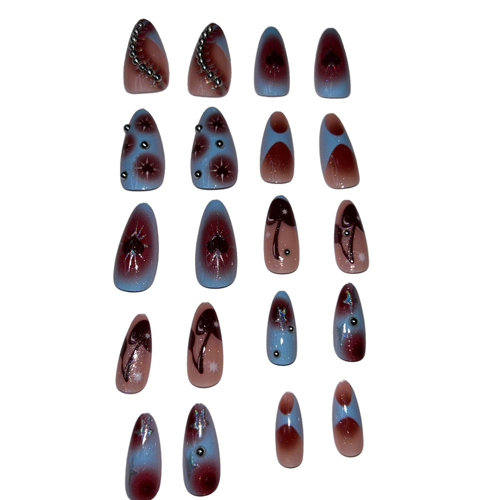 Lot of 2 Almond 10pc Handmade Press-On Nails NEW size *Medium*