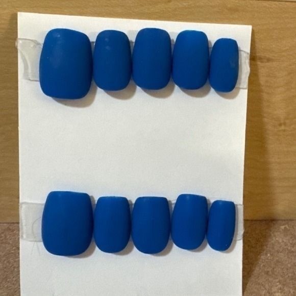 Matte Royal Blue Press On Nails Short Square Cobalt Blue False Nails Set