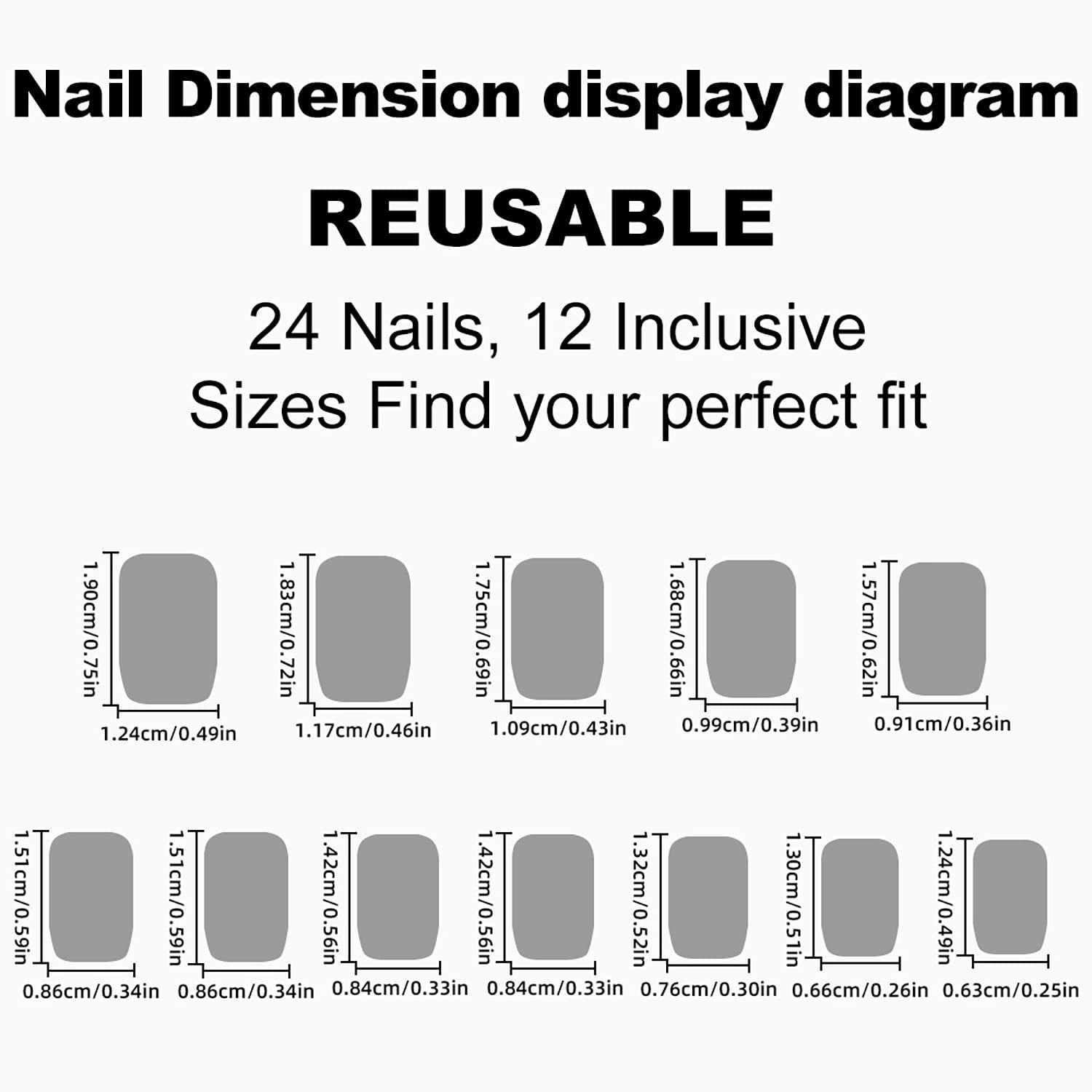 4th of July Press on Nails Medium Square French Tip Fake Nails Nude Full Cove…