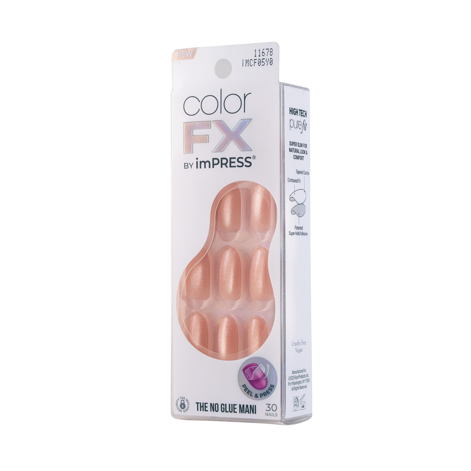 Impress Color FX No Glue Mani 30 Pcs Press on Nails, Medium False Nails, Meta…