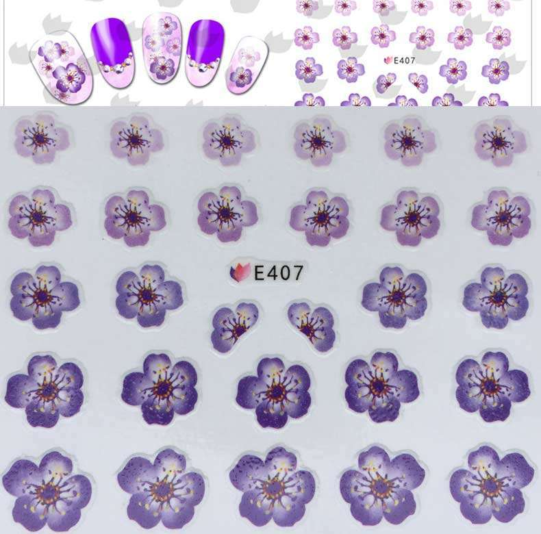 3D Nail Art Sticker Multi Color Cherry Blossom Flower Decals Peel & Stick DIY