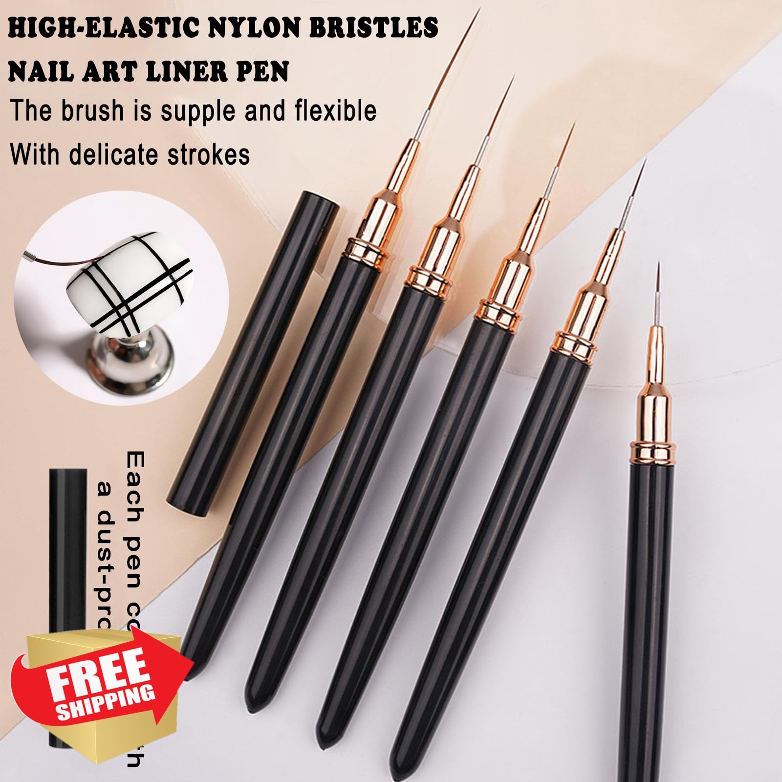 HAIY Nail Art Brushes Kit Black Style 32pcs
