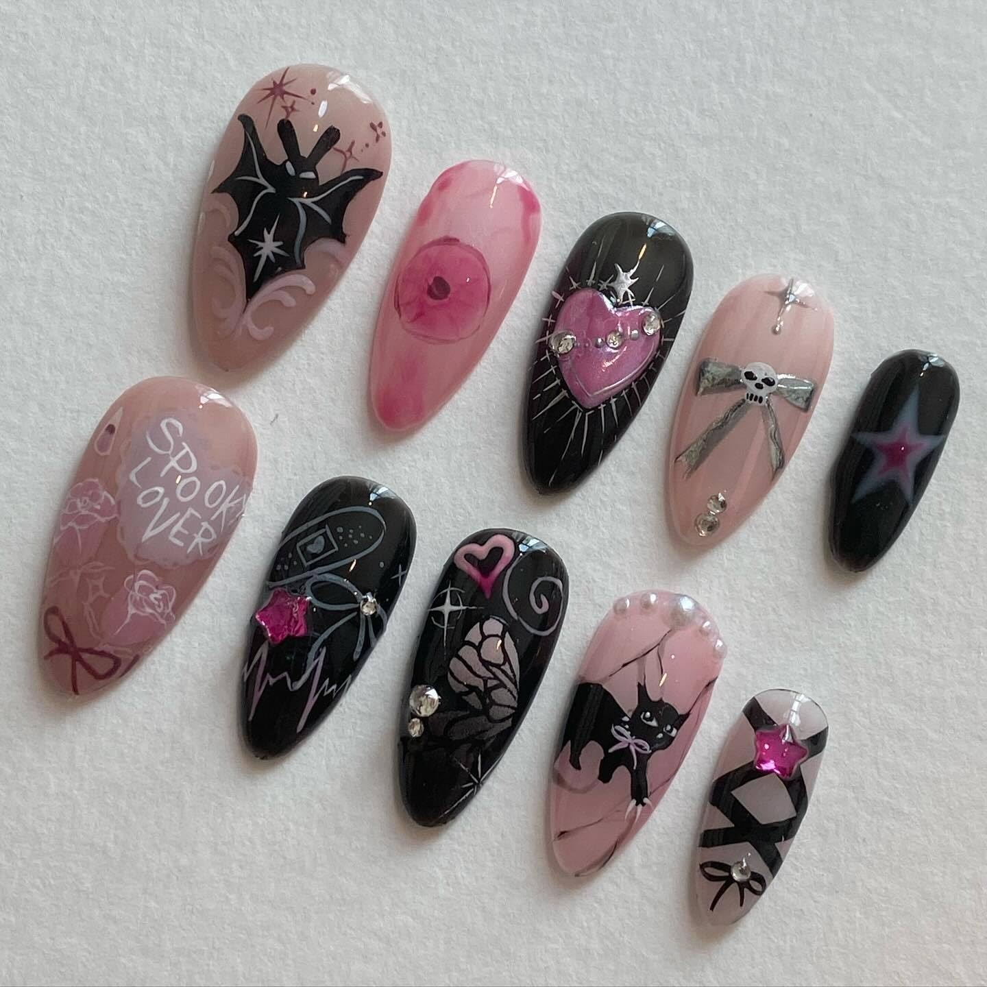 24Pcs 4th of July Press on Nails Medium Almond Full Cover Acrylic Glue On