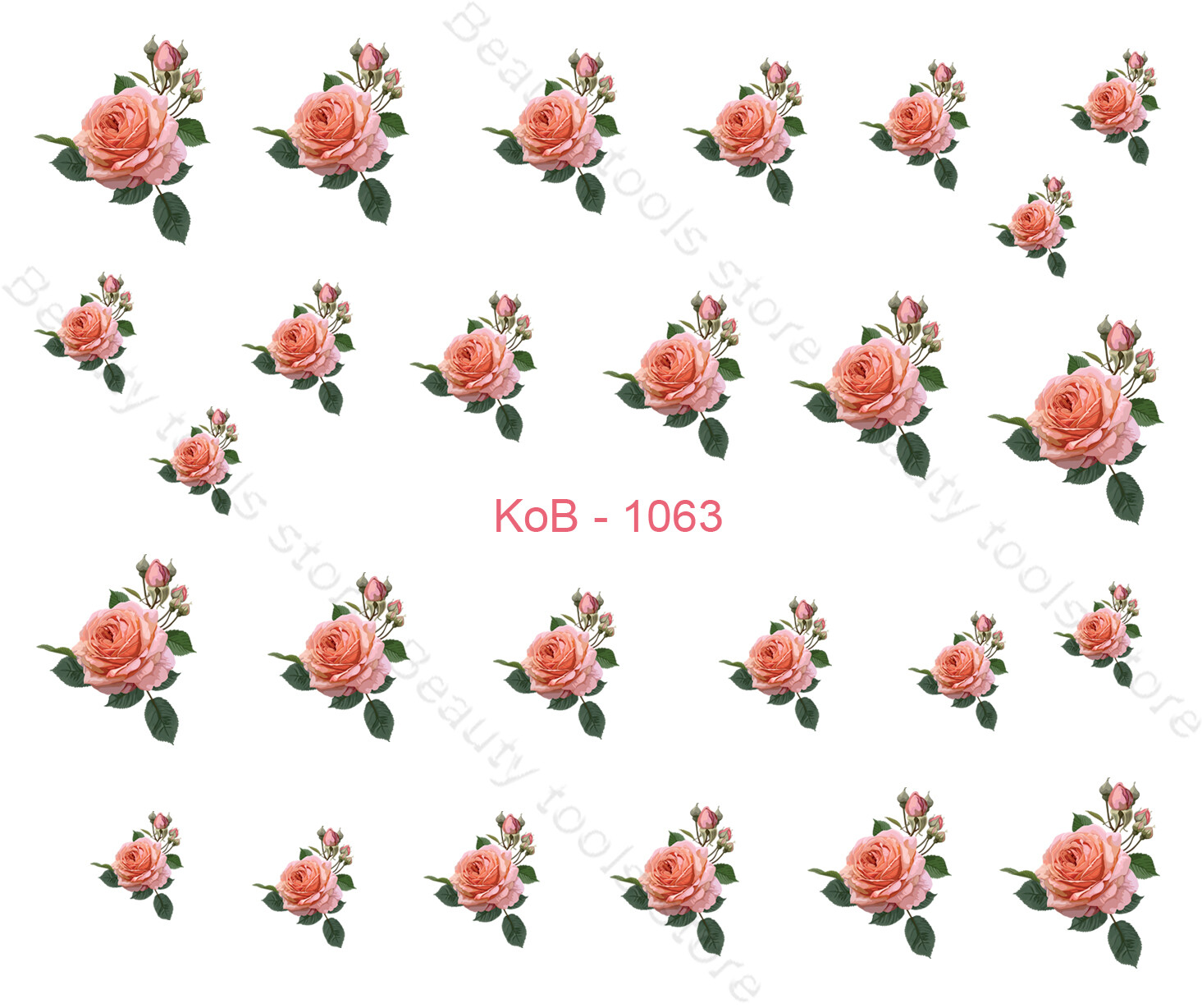 Nail Art Water Transfer Stickers Decal Pretty Pink Roses KoB-1063