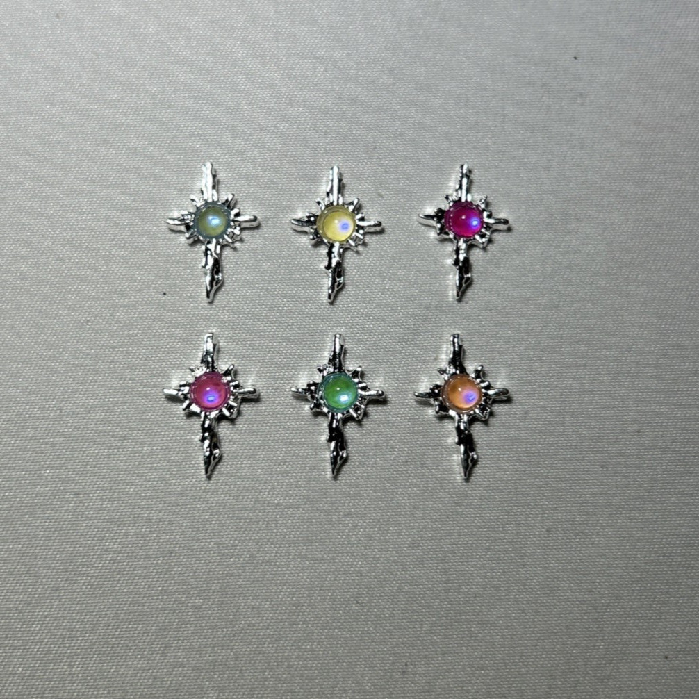30 Pieces Cross Nail Charms With Pearl – Gothic 3D Pearl Nail Charms