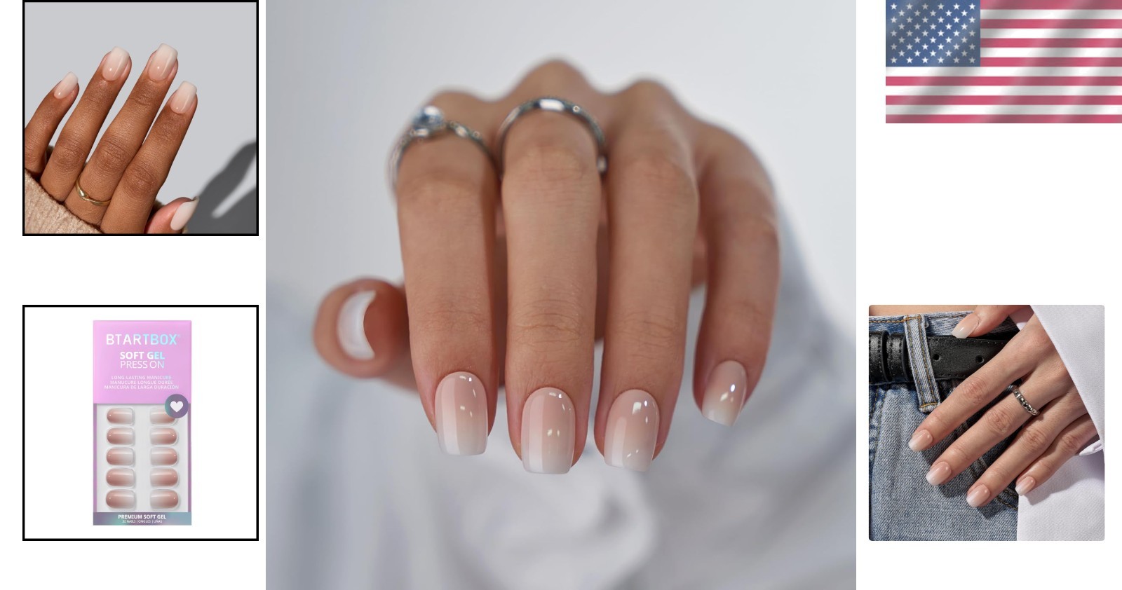 32 Reusable Square Ombre Gel Nails – Perfect Custom Fit, Easy to Apply
