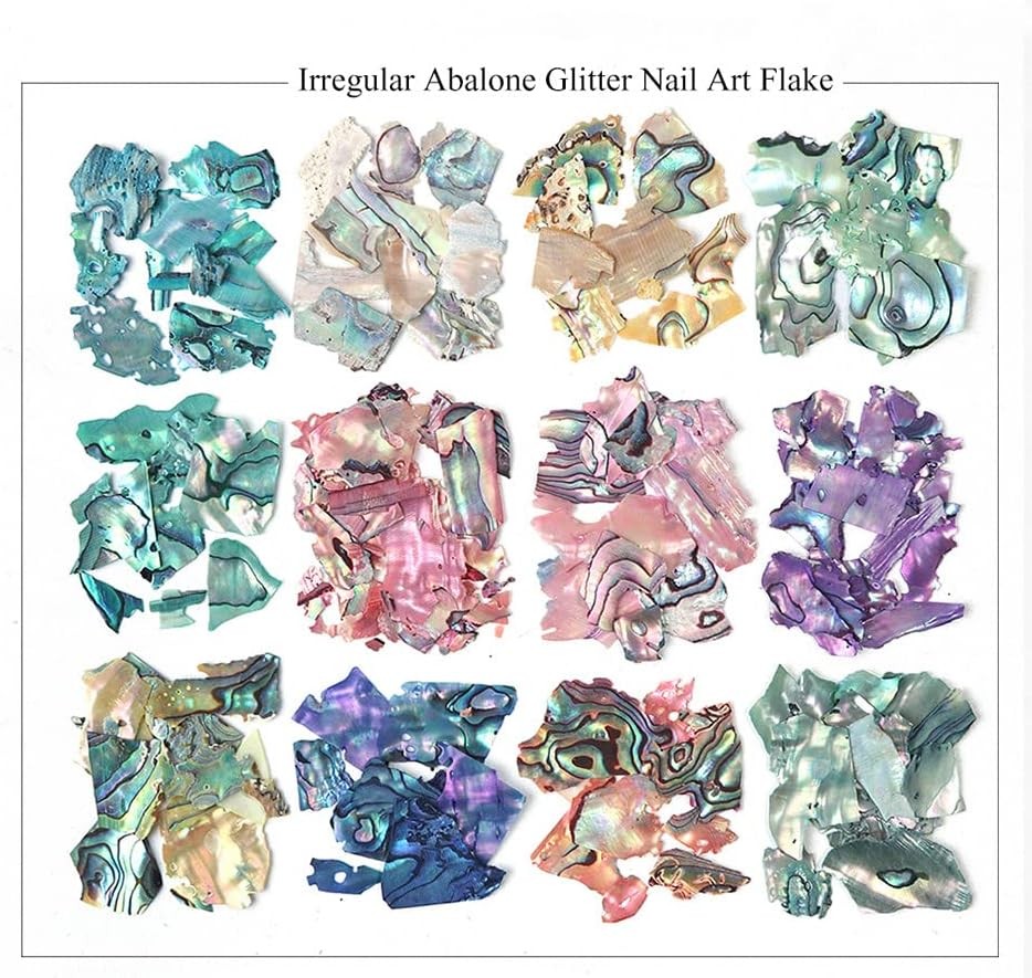 Abalone Shell Flakes for Nail Art – Colorful Seashell Sequins Glitter Irregular