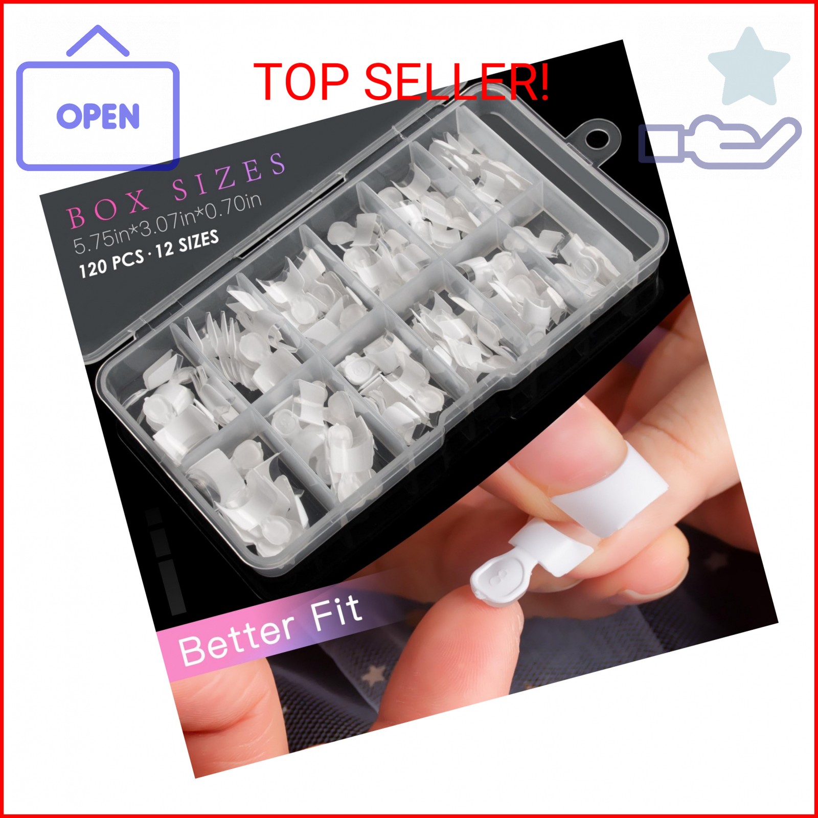 AORAEM 120 PCS Acrylic White Short French Nail Tips
