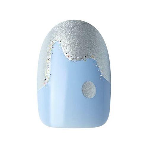 KISS Voguish Fantasy, Press on Nails, Snowman Nose, Blue, Short Oval, 28 Count
