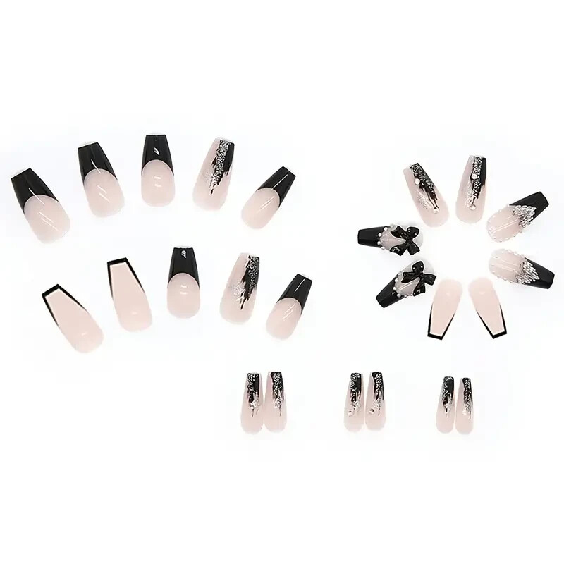 New – 3D Rhinestones Nails Full Cover Stick 24 pcs. ( Medium Length ) US