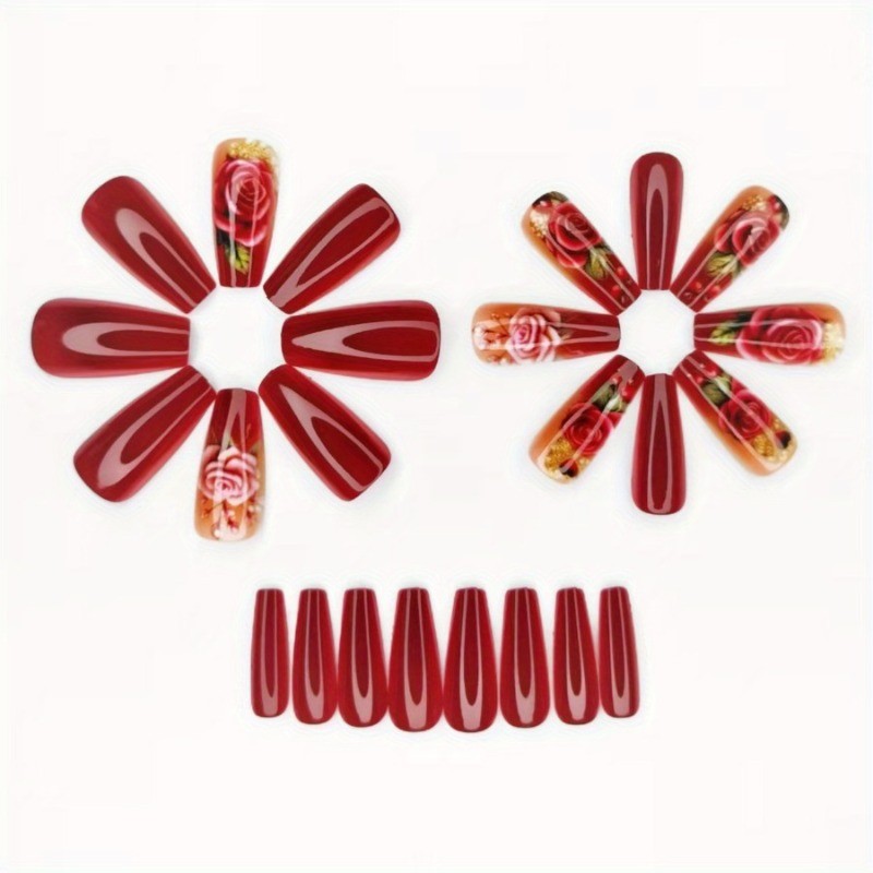 48 Pieces of Long Detachable and Reusable Smooth Ballet Style Fake Nail Art