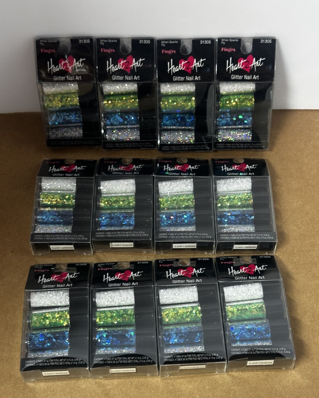 Lot of 12 – Fing’rs Heart 2 Art Finger Glitter Nail Art When Sparks Fly #31305