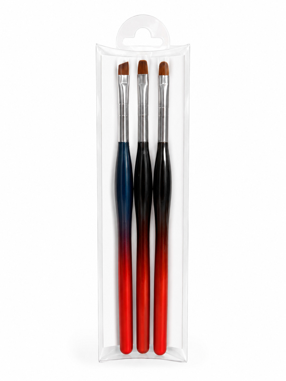 3 PCS #6 Gray-Orange Gradient Plastic Handle Nylon Gel UV Nail Brush Set 80003