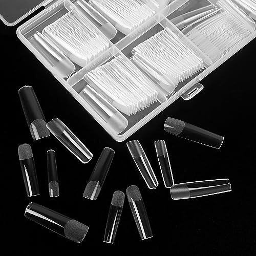 240 Pcs Square Extra Long Clear Nail Tips for Acrylic Nails, No C Curve clear