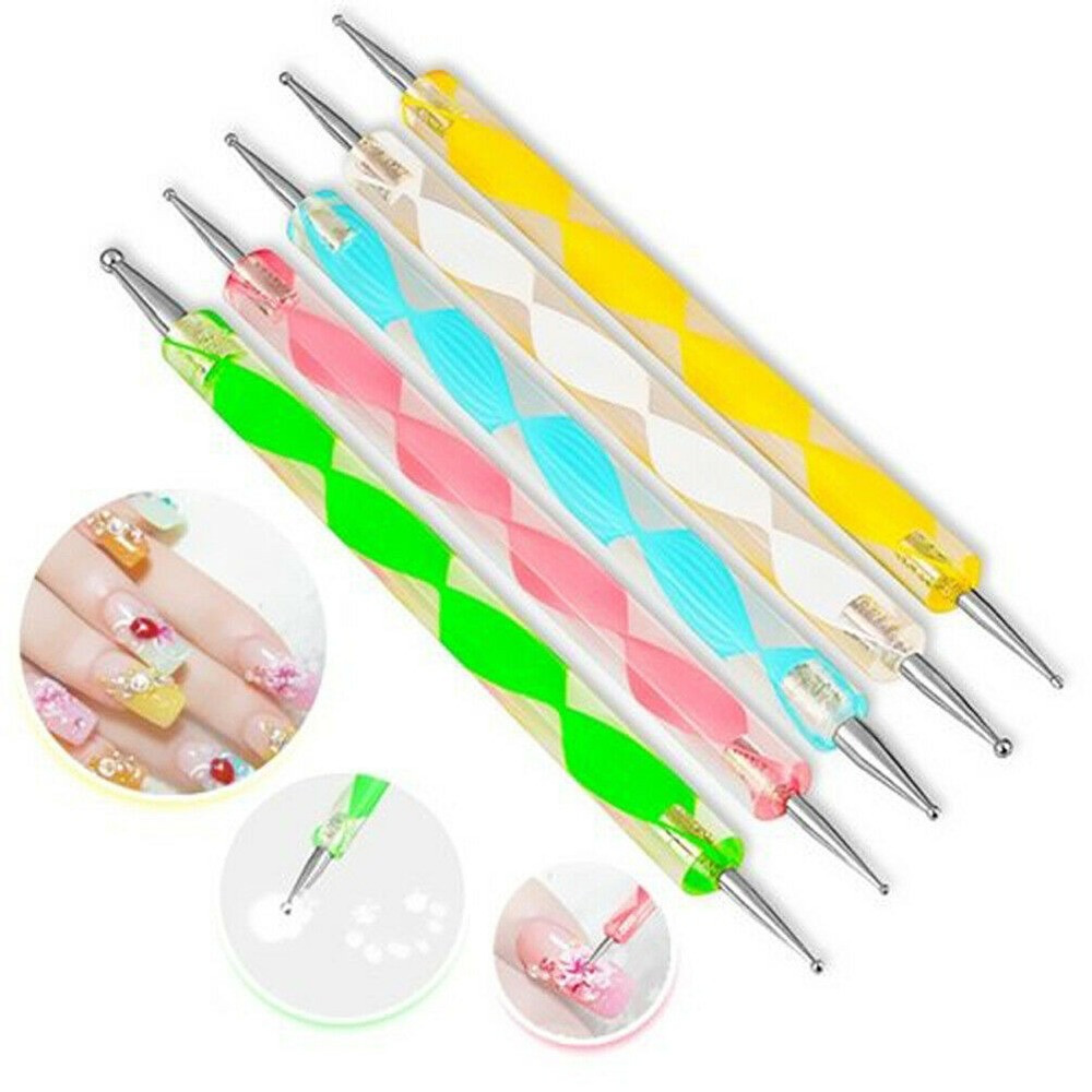 5 Pc 2 Way Dotting Pen Tool Nail Art Tip Manicure Kit UV Gel Nail Art Brushes US