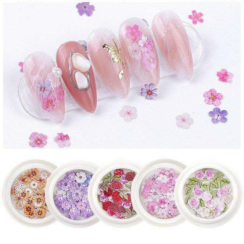 Nail Art Slice Flakes 50Pcs Decor Decoration Summer Flowers Gel Nail Polish Tips