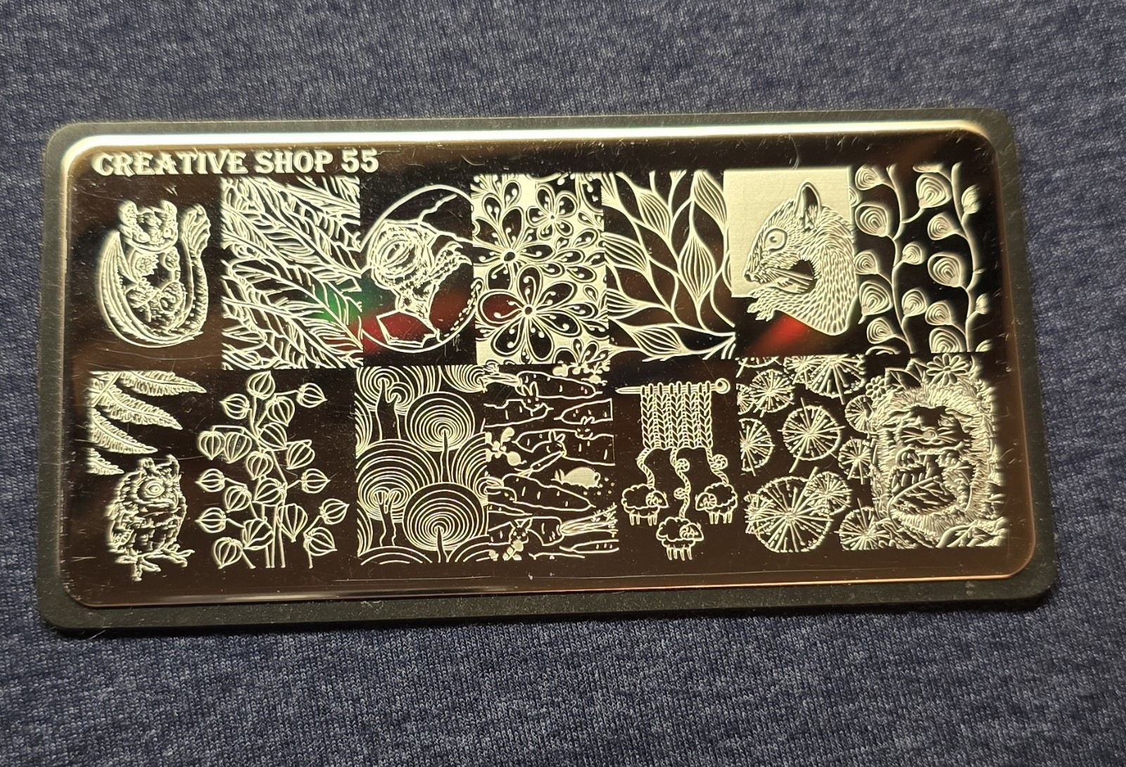 Creative Shop 55 Nail Art Stamp Plate Squirrel Woodland Forest Tree Egg Nuts
