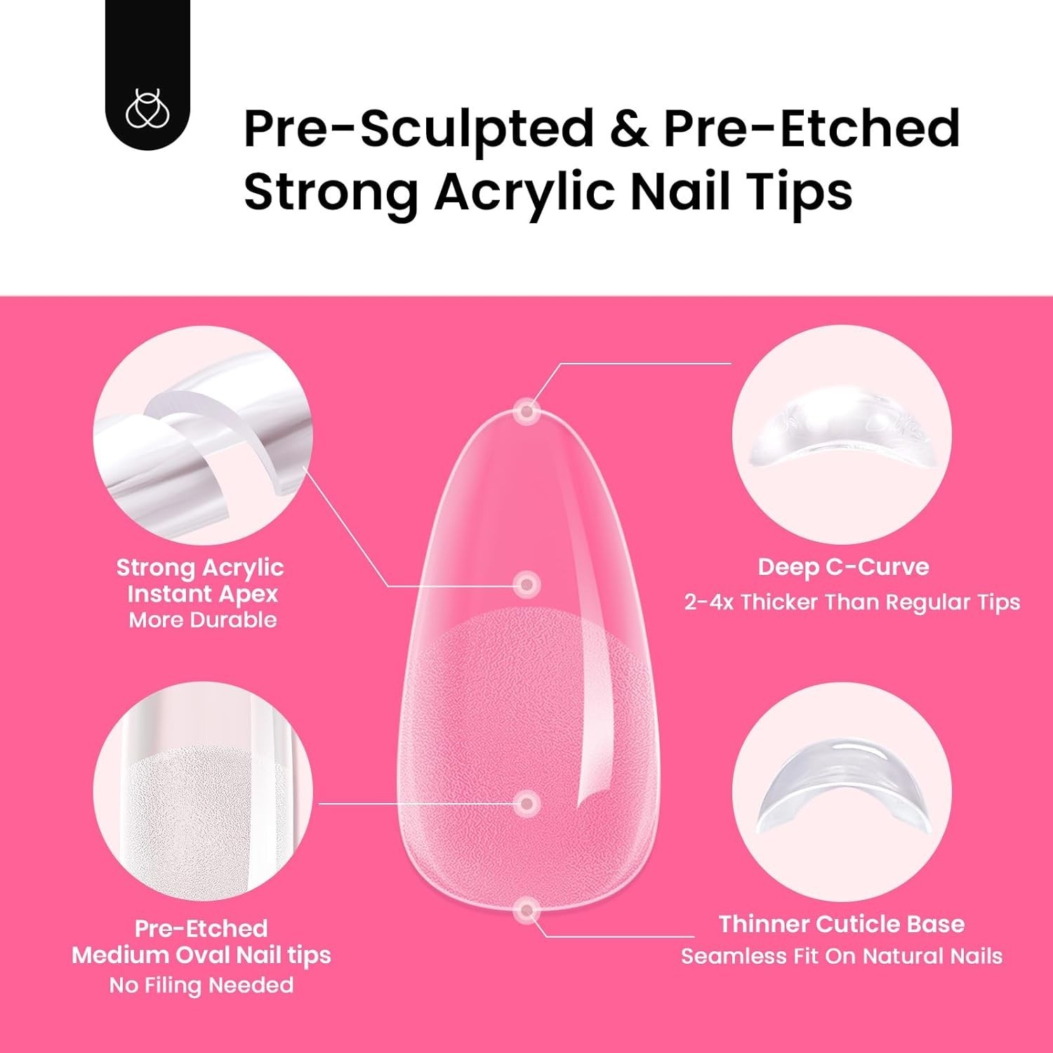 Beetles Tipex Instant Apex Nail Tips Kit: 224 Medium Almond Acrylic Tips
