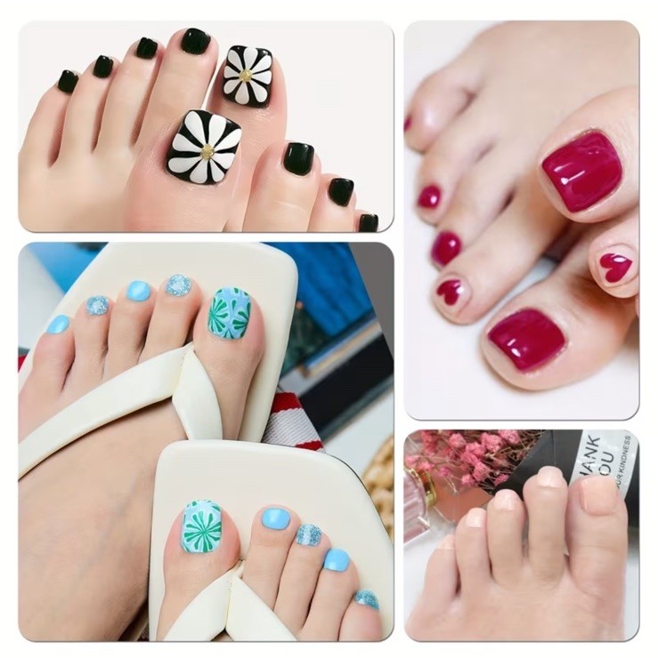 288Pcs Fake Press on Toenails Short Square. 12 Colors W Storage. Easy To Apply.