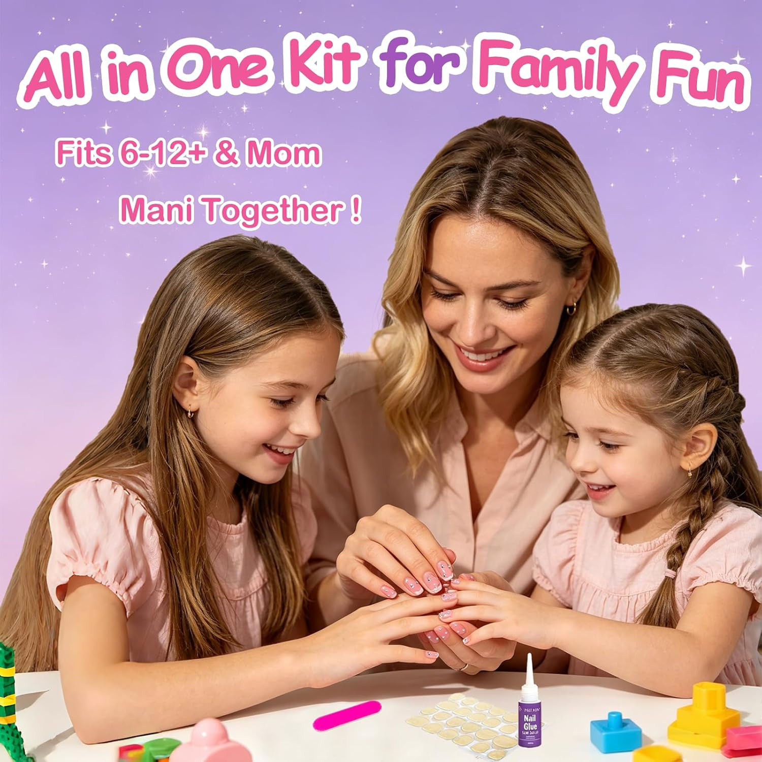 24Pcs Press on Nails for Kids, Trendy Ballet Bow & Flower for Girls 8-12 | Almon