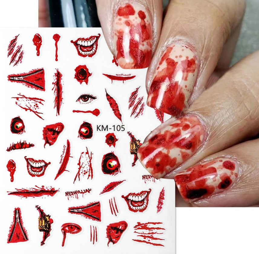 Halloween Nail Art Stickers Skull Bone Skeleton Pumpkin Horror Ghost Slider NH22