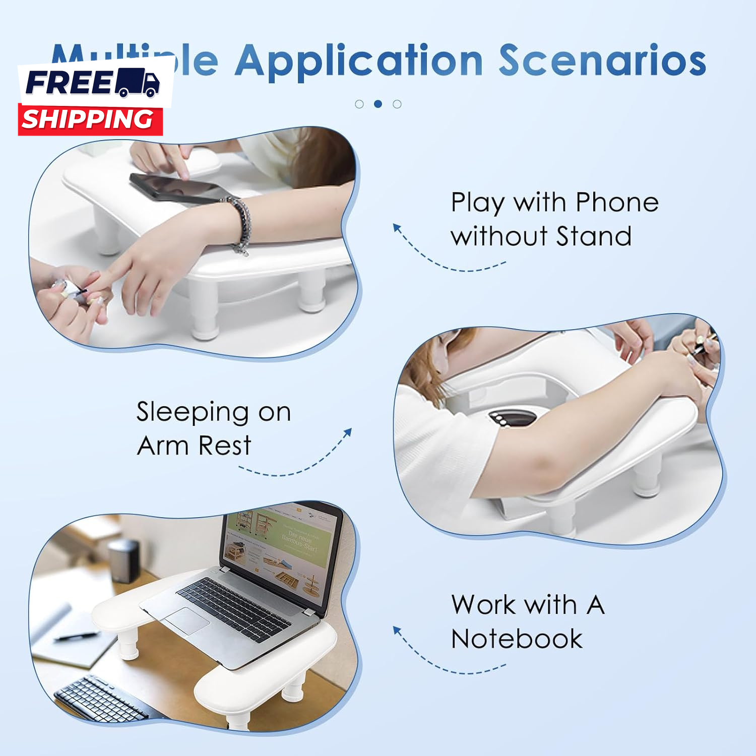 Manicure Arm Rest for Nails Tech: U Shaped Adjustable Nail Armrest White PU