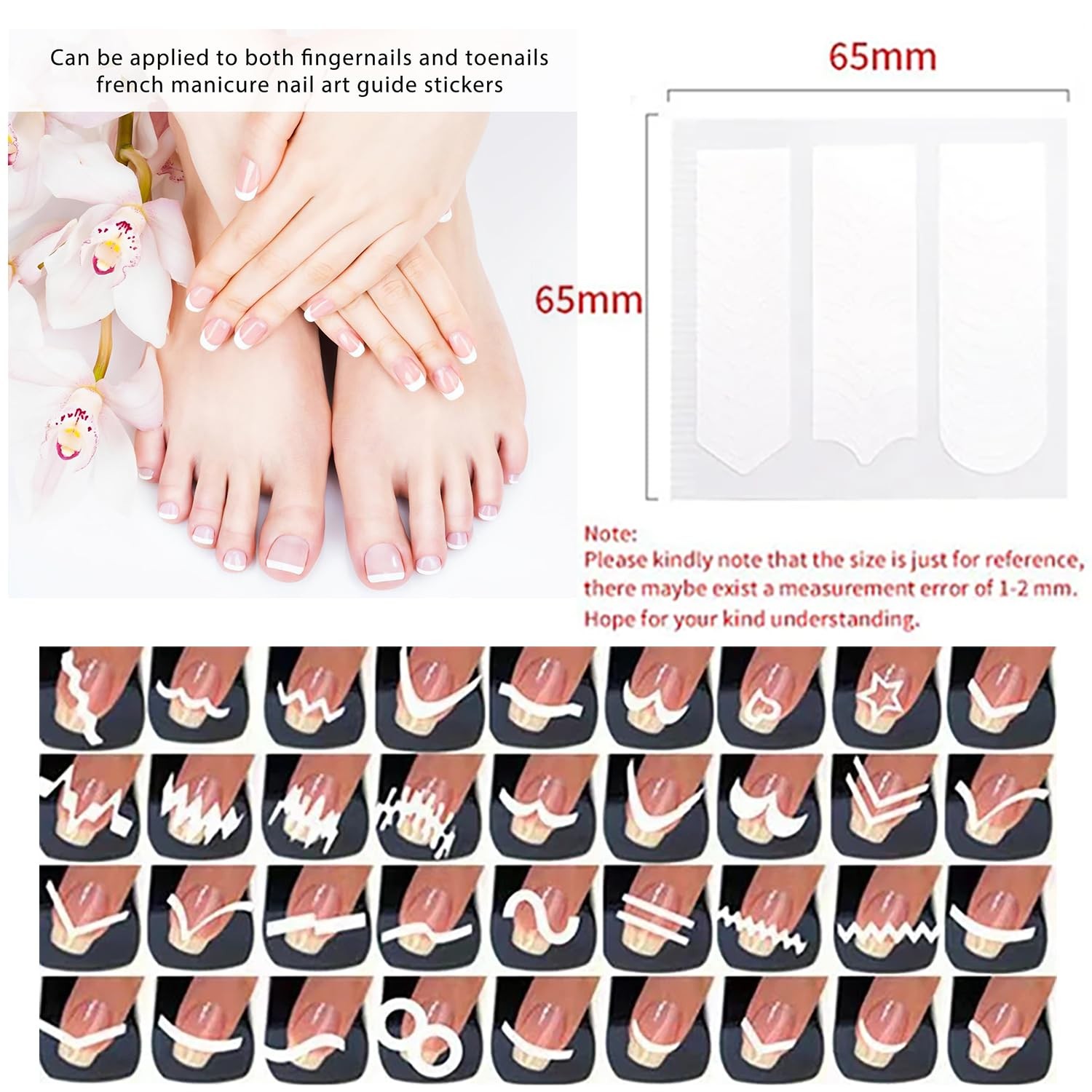 French Tip Nail Guides Stickers Self-Adhesive French Manicure Strips for Edge…