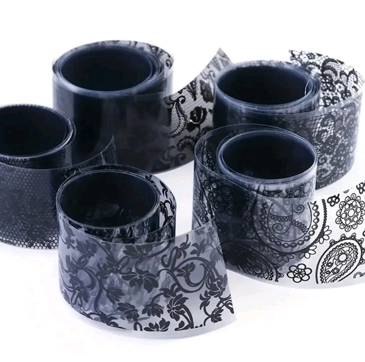 10 Rolls Nail Art Transfer Foil Black White Lace Paisley Roses Set Stickers Lot