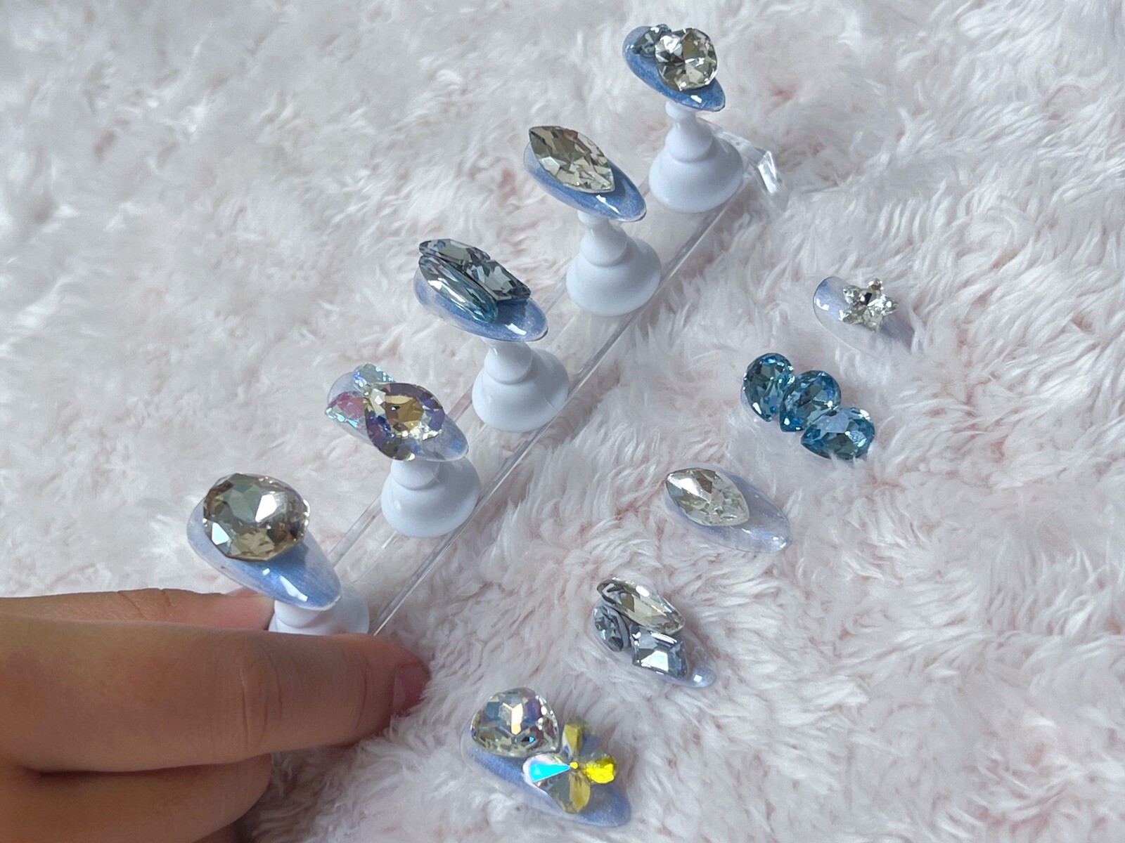 Nails Handmade press on nails 3D size S Diamond Water Drop Heart