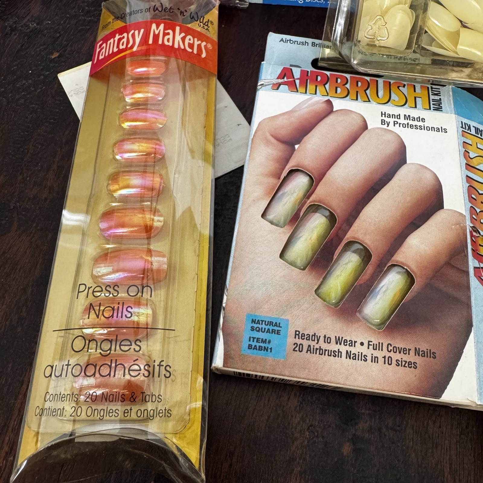 Vintage Lot Press On Broadway Glow-On Nails Fing’rs Airbrush Nails Set Y2K Glue