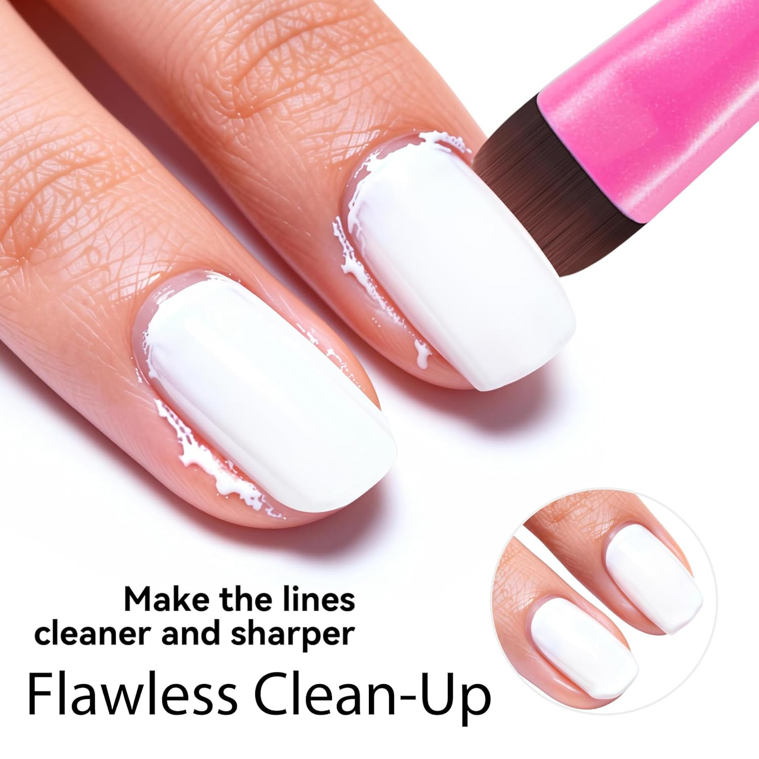 French Tip Brush – Kolinsky Sable Nail Art for Polygel & Clean Up | Clean Up Bru