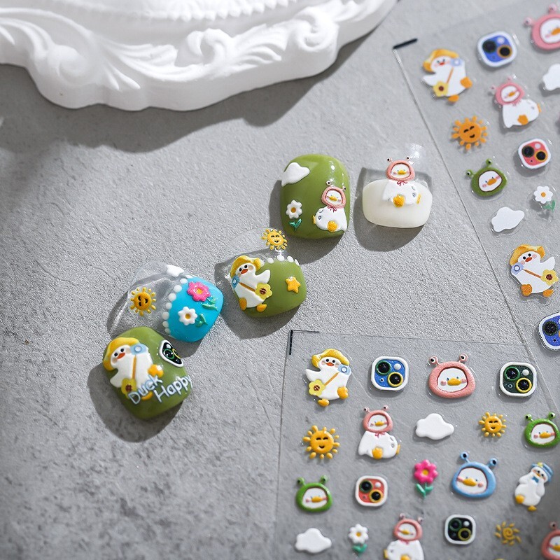 5D Spring Outing Duck Nail Art Stickers, Cartoon Nails Decal (63)