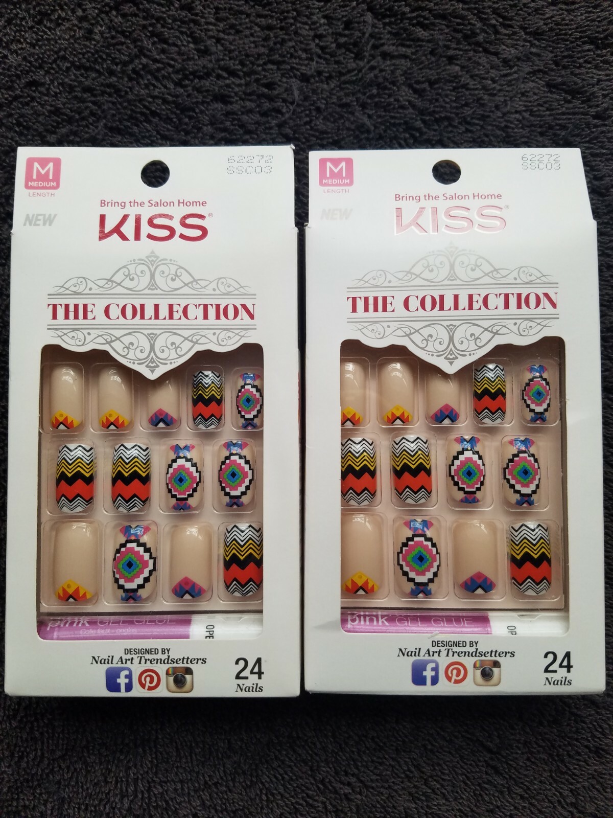💥NEW • LOT OF 2 KISS THE COLLECTION • Medium Length • Tribal Nails Press On