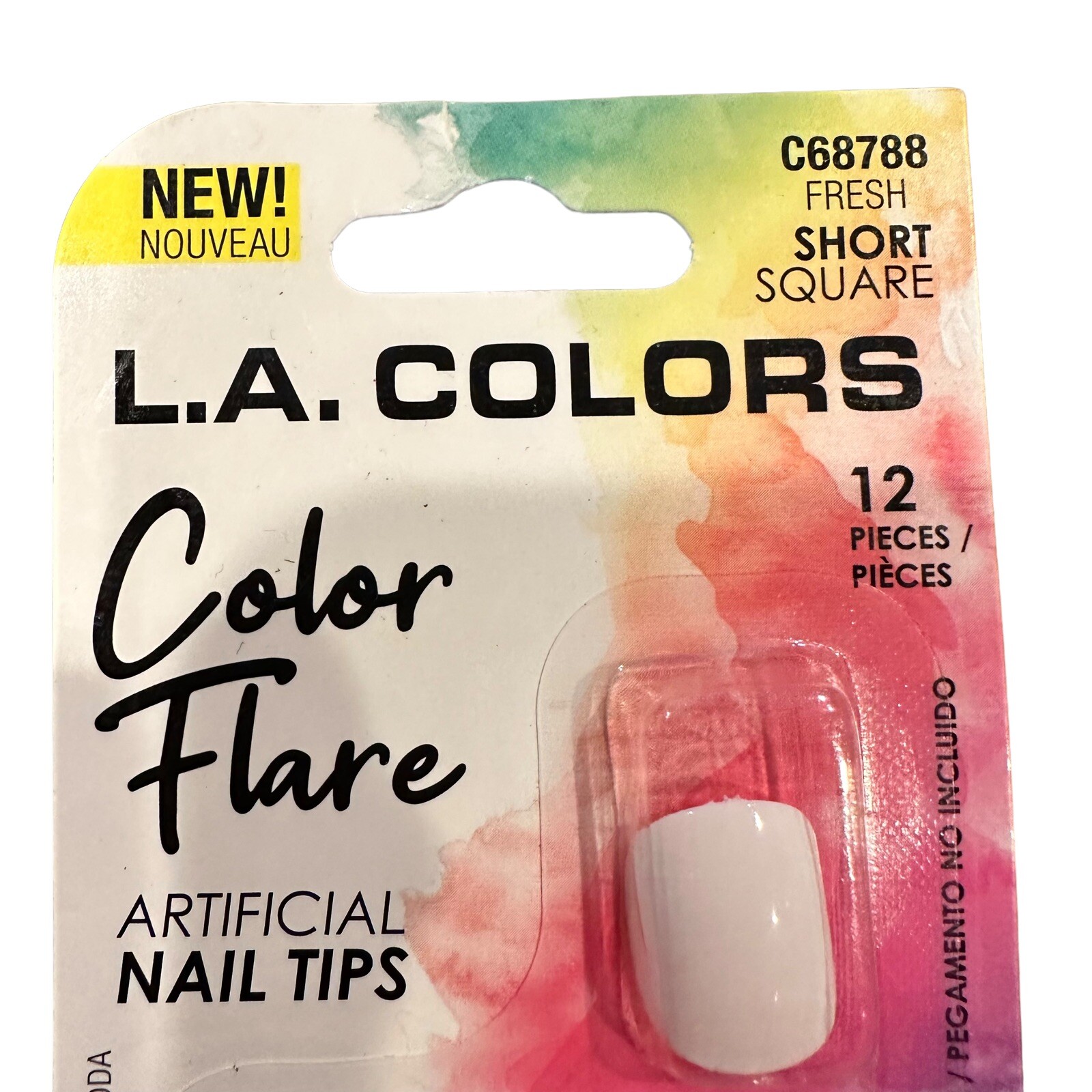L.A. Colors Color Flare Artificial Nail Tips Short Square & NUCOLOR Nail Tabs