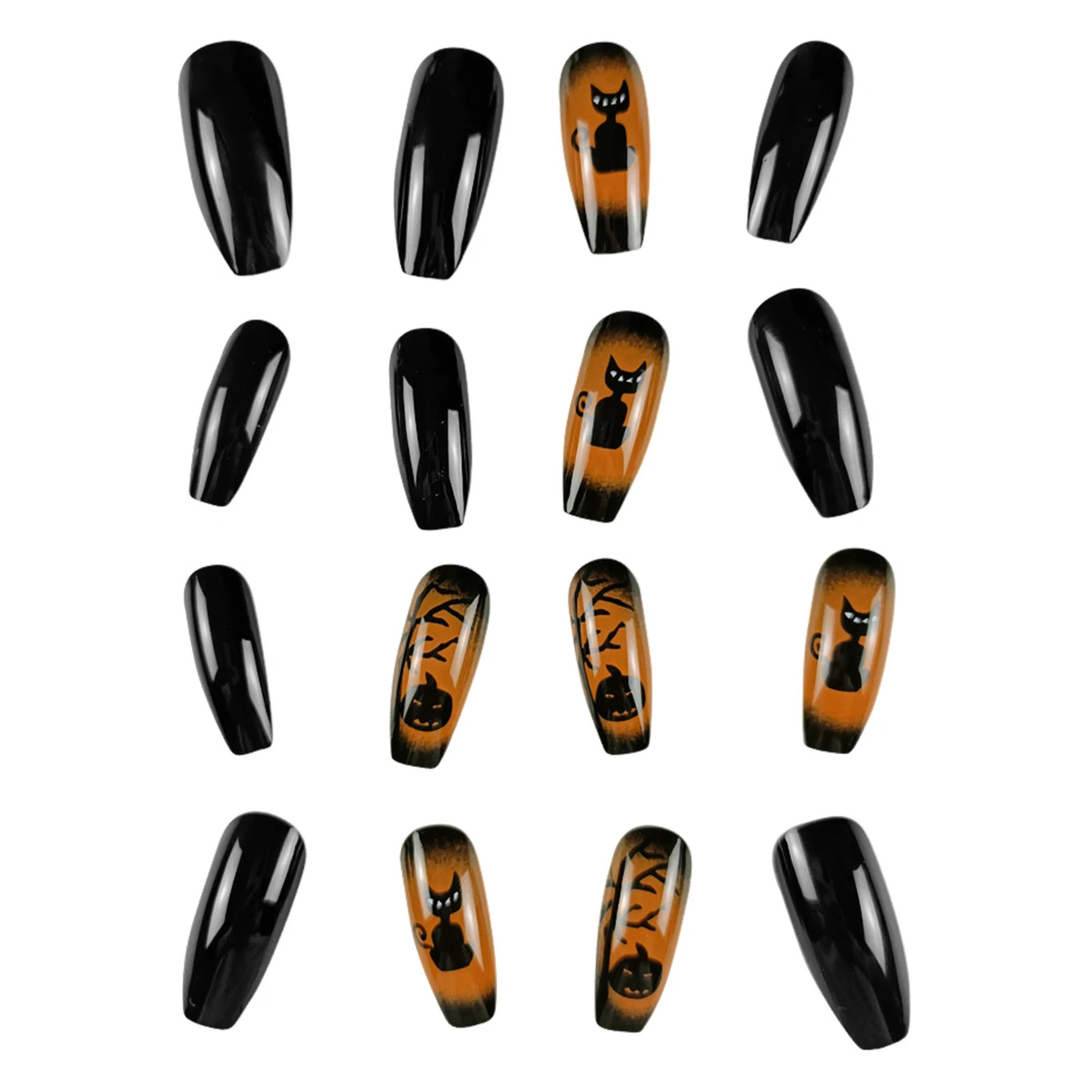 24pcs 2026 Cat Eye Leaf Flower Short Almond Press On Nails