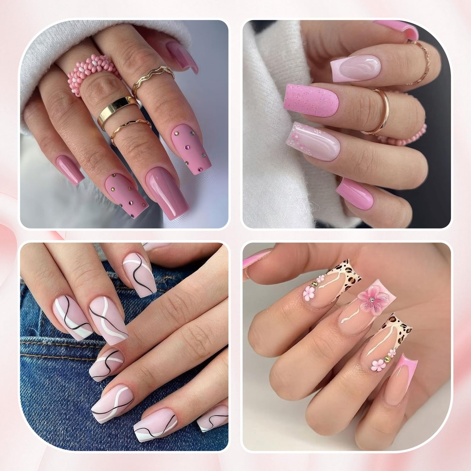 312pcs Medium Square Gel Nail Tips – Half Matte False Acrylic for Salon Quality