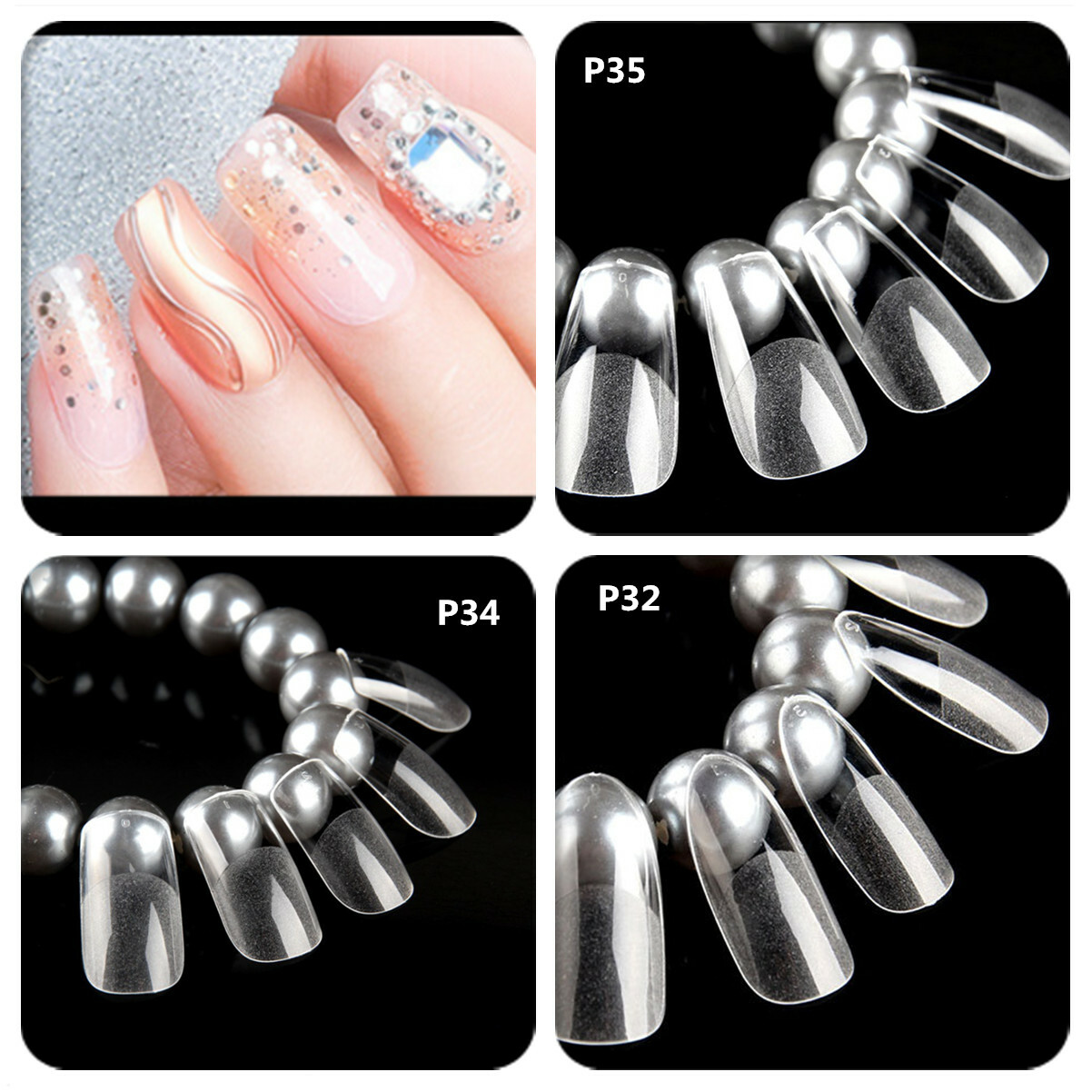 360PCS Medium Oval Coffin Square Acrylic False Nails Full Cover Extension Tips