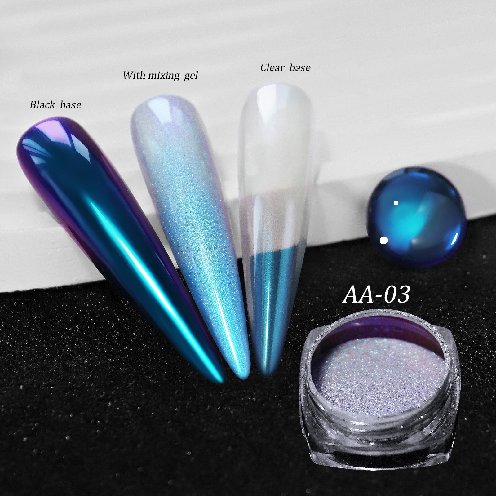 12 Jars Magic Mirror Nail Art Powder Chameleon Laser Nail Glitter for False Tips