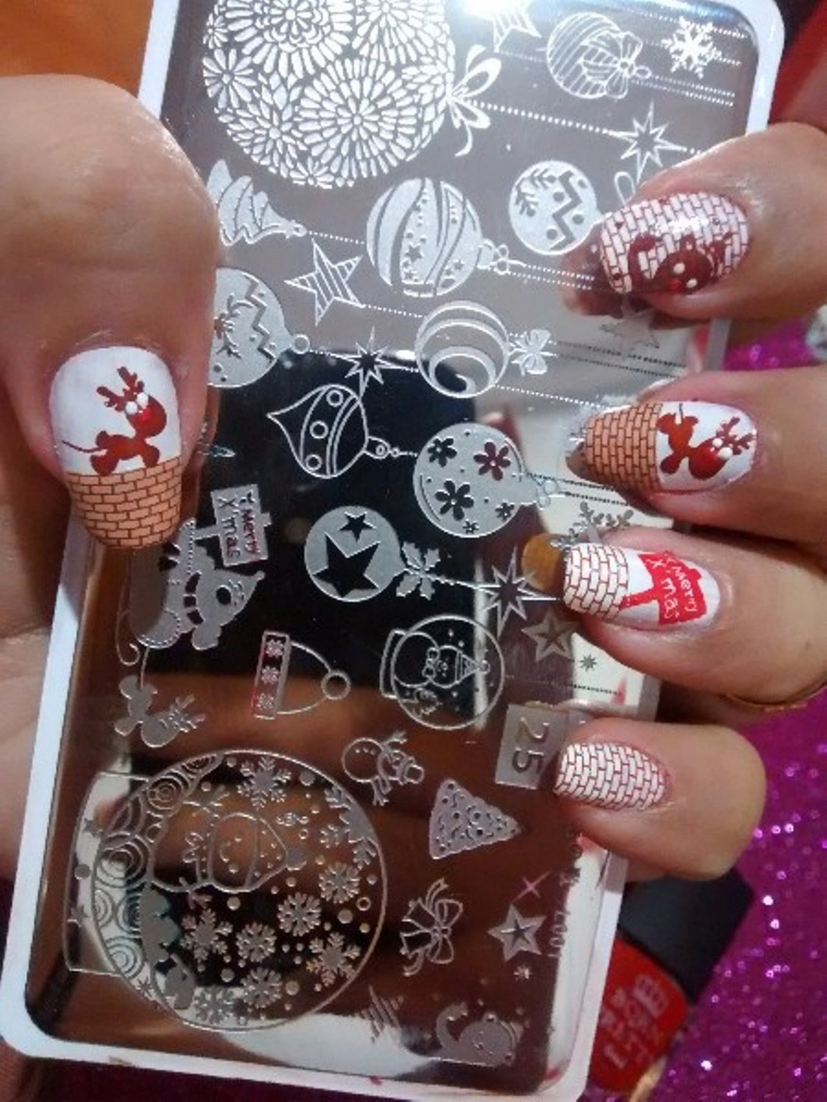 Christmas Reindeer Sleigh Theme DIY Nail Art Stamping Image Plate Stencil