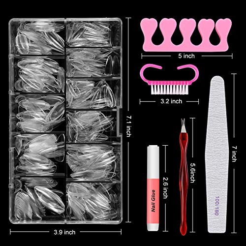 Nail Tips And Glue Acrylic Nails Set – Press On Nails Set 500PCS Short stiletto