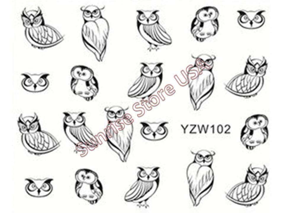 Nail Art Water Transfer Sticker Owl Flower Cupcake Party Decals Manicure