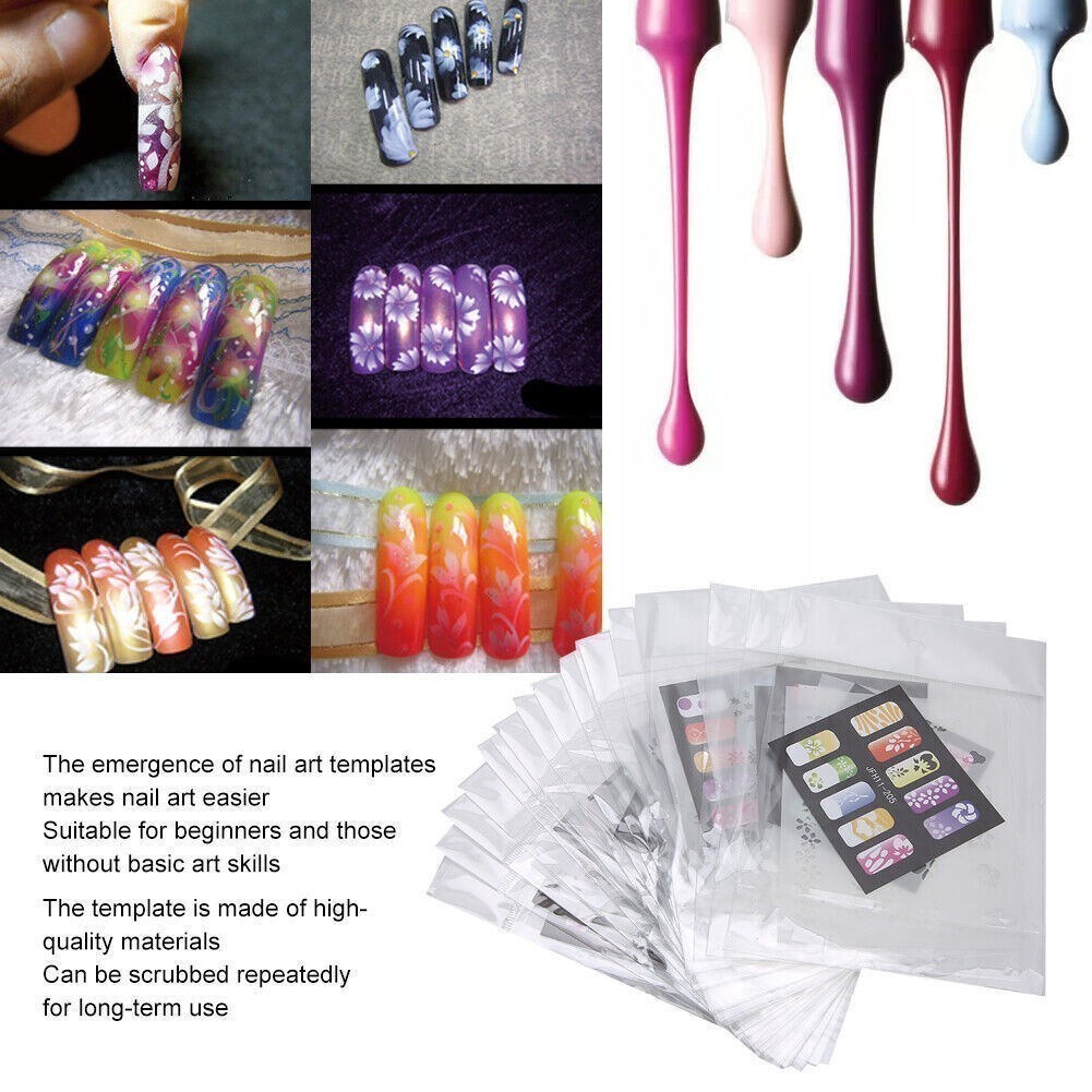 20pcs Nail Art Printing Template Stencil Reusable Nail Sticker DIY Manicure Tool