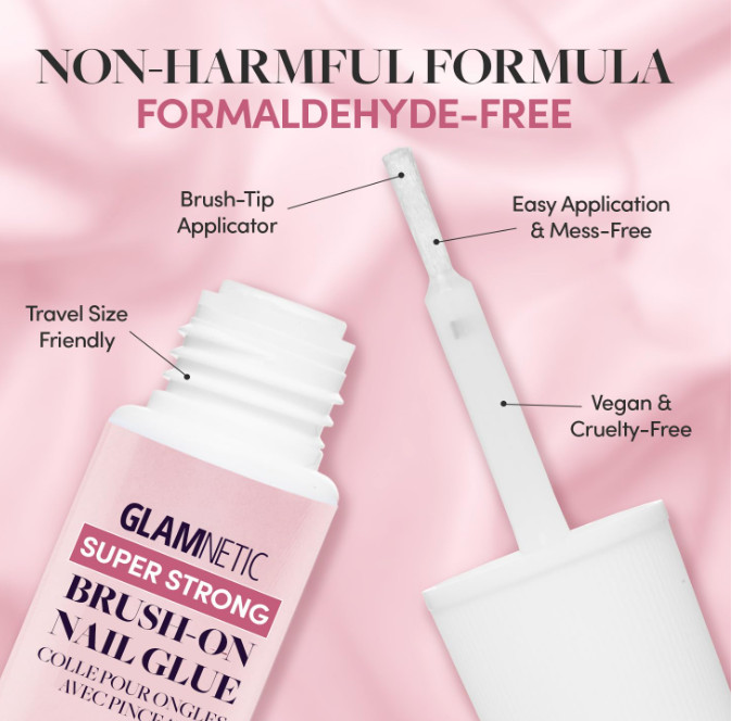 Glamnetic BrushOn Nail Glue – Strong, MessFree, Vegan, LongLasting 0.24 fl oz