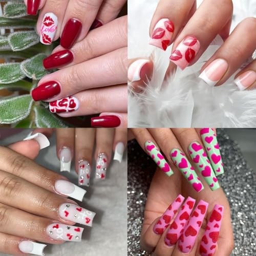 12 Sheets Valentines Nail Stickers for Nail Art Sexy Red Valentines Stickers-10