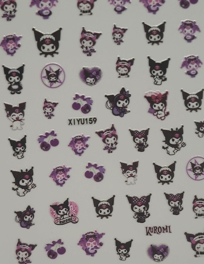 Kuromi Hello Kitty Nail Art Stickers