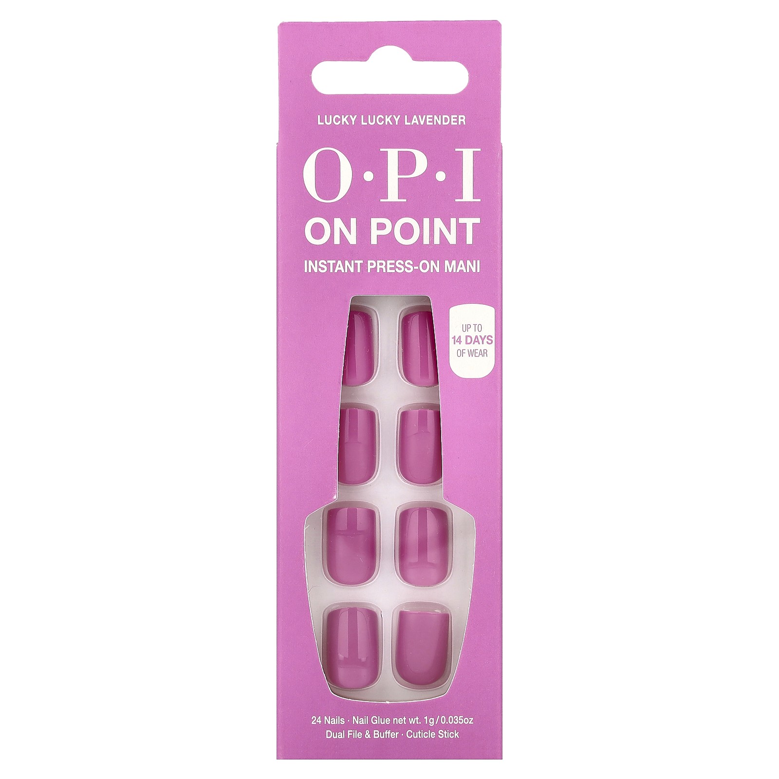 On Point, Instant Press-On Mani, Short Length, Lucky Lucky Lavender, 27 Piece