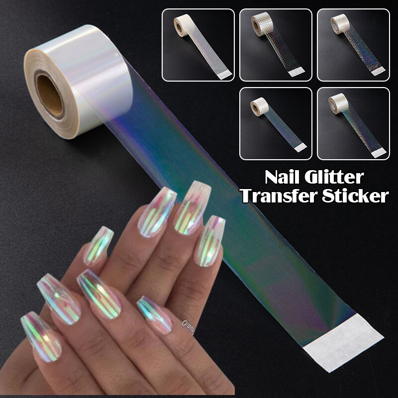 2 Roll of 120m Nail Art Foils Transfer Sticker Aurora Chrome Decals Tips Decor