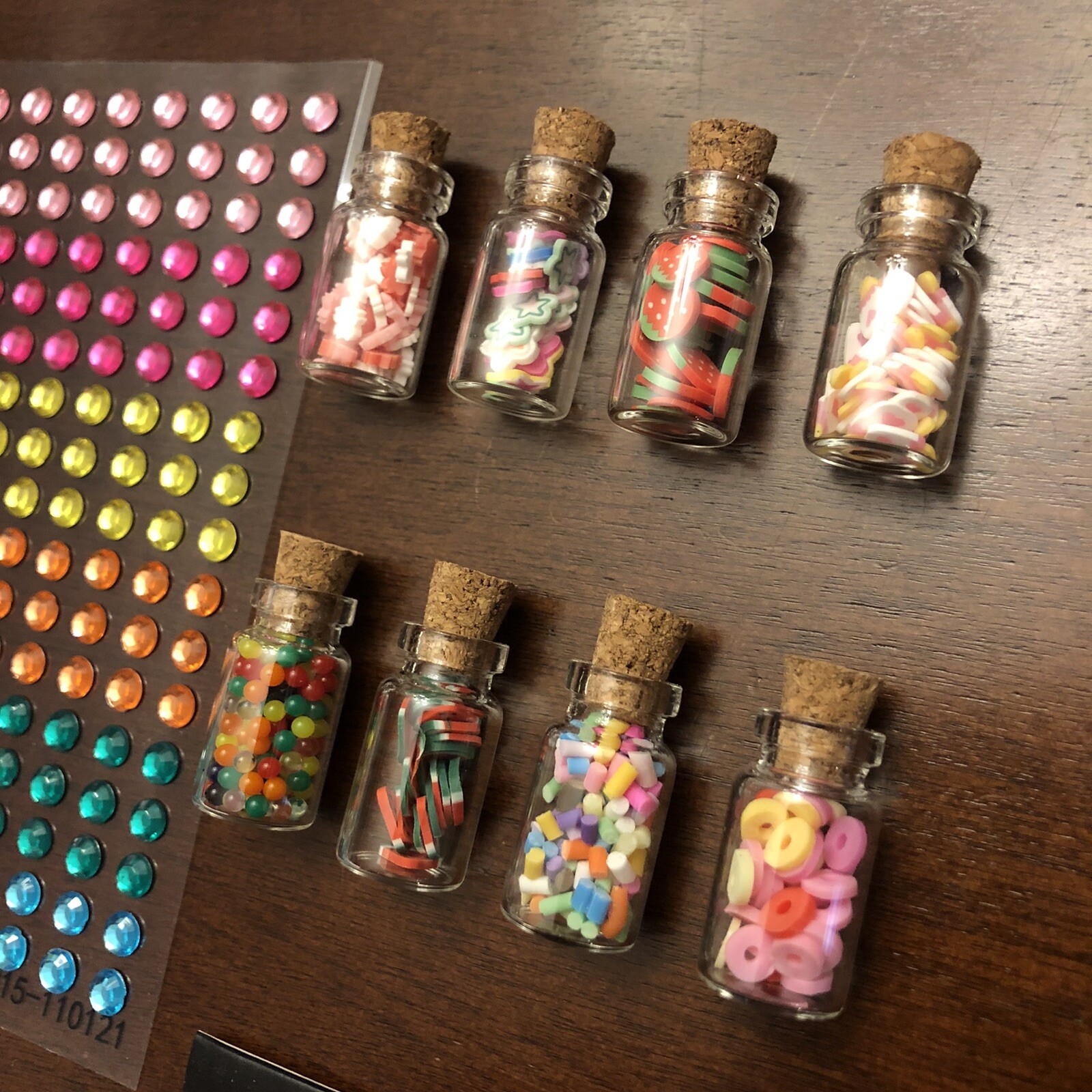 4 SETS PRESS ON NAILS Nail Art Tiny Gems Food Miniatures Acrylic Jewels Jars